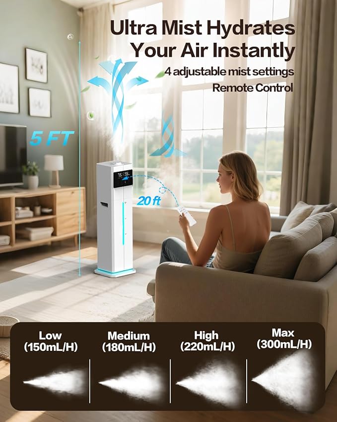 Cool Mist Humidifiers for Bedroom, Ultrasonic 2.4Gal 9L Quiet Top-Fill - Image 5
