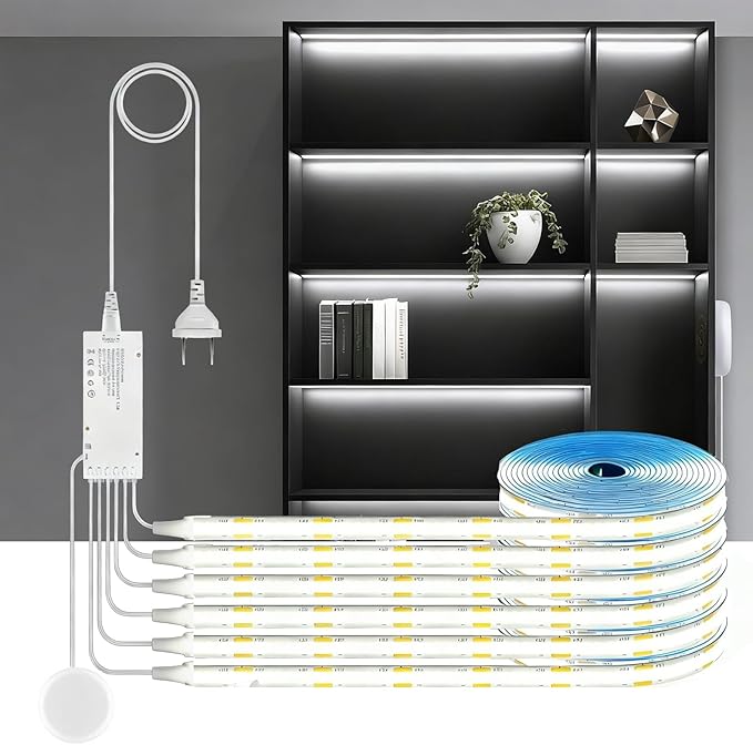 12V COB LED Strip Lights Kit, 3.3Ft 6-in-1 Self-Adhesive LED Under Cabinet by CHNMALITAI