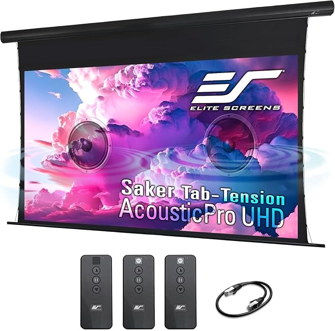 Elite Screens Saker Tab-Tension AcousticProUHD RC1 Kit, 100-INCH 24" Drop by EliteProjector