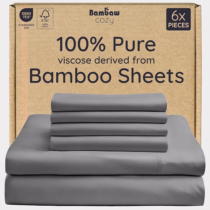 Bambaw 100% Viscose Derived from Bamboo Sheets Queen Size Set – 6pcs Deep by Bambaw