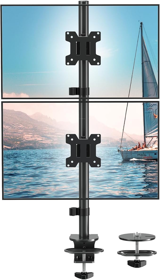 DreamAxis Stable Vertical Dual Monitor Stand, Stacked Monitor Mount by Unknown
