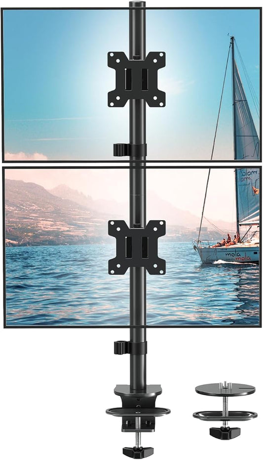 DreamAxis Stable Vertical Dual Monitor Stand, Stacked Monitor Mount by Unknown