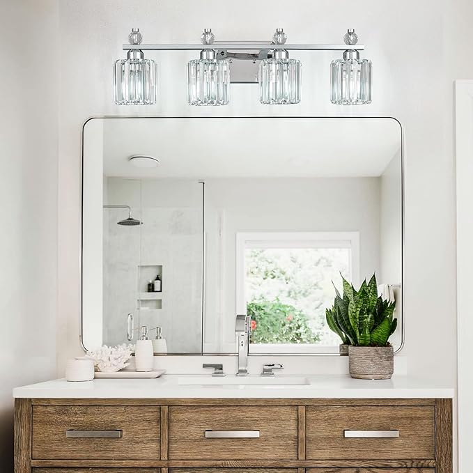 FDPBY Bathroom Vanity Lights 4-Light Chrome Modern Crystal Vanity Light - Image 3