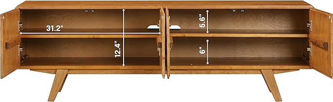 NTC Sapa Mid-Century Modern Solid Wood TV Stand 4-Door Media Console - Image 6
