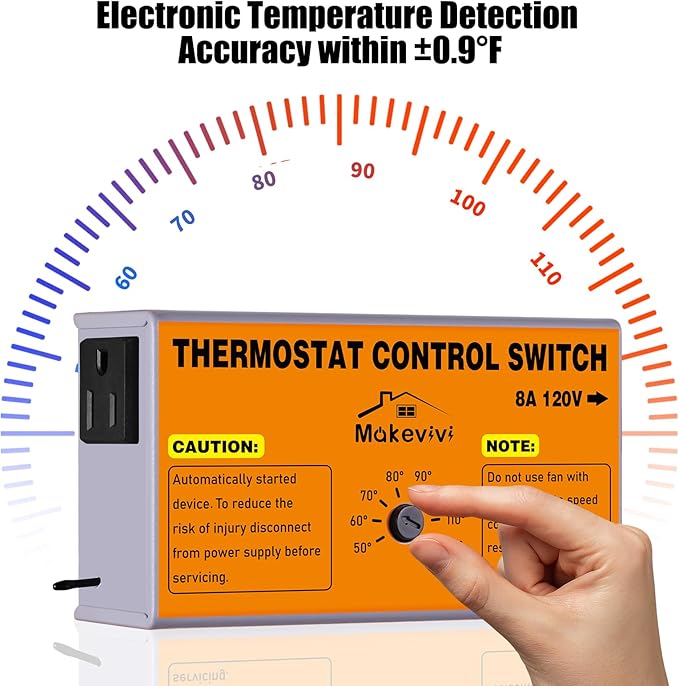 Attic Fan Thermostat-Control, Adjustable Thermostat - Image 2