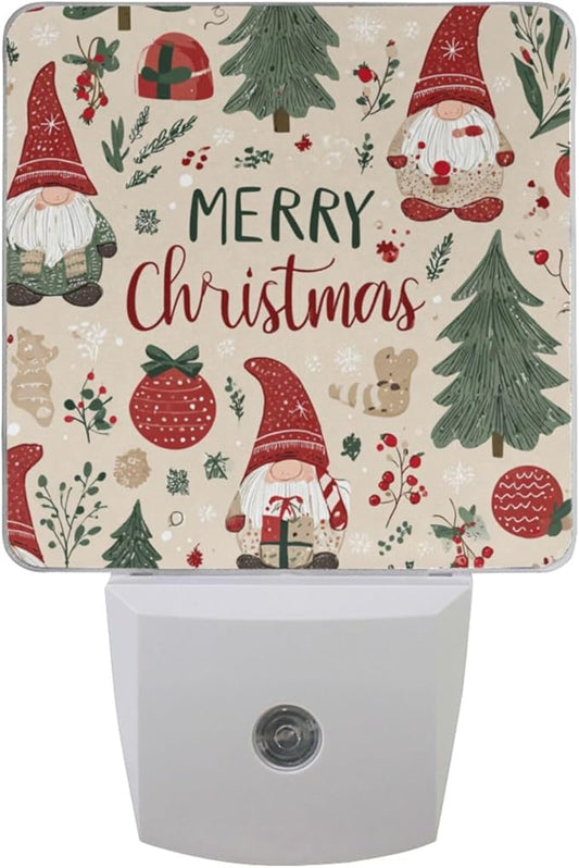 Pigsaly Led Night Light Merry Christmas Gnomes Night Light Plug in Wall Lamp by Pigsaly
