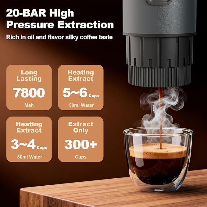 Portable Coffee Maker, 3 in 1 Electric Espresso Machine Set, Rechargeable - Image 5