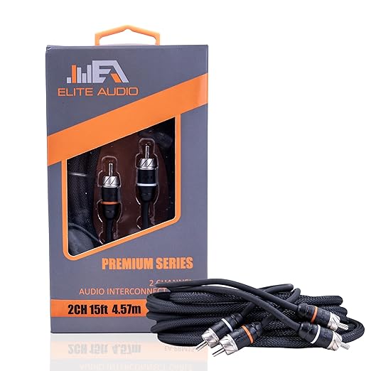 Elite Audio Premium Series 15ft. 2-Channel Car Audio RCA Cable – Double Shielded by EliteAudio