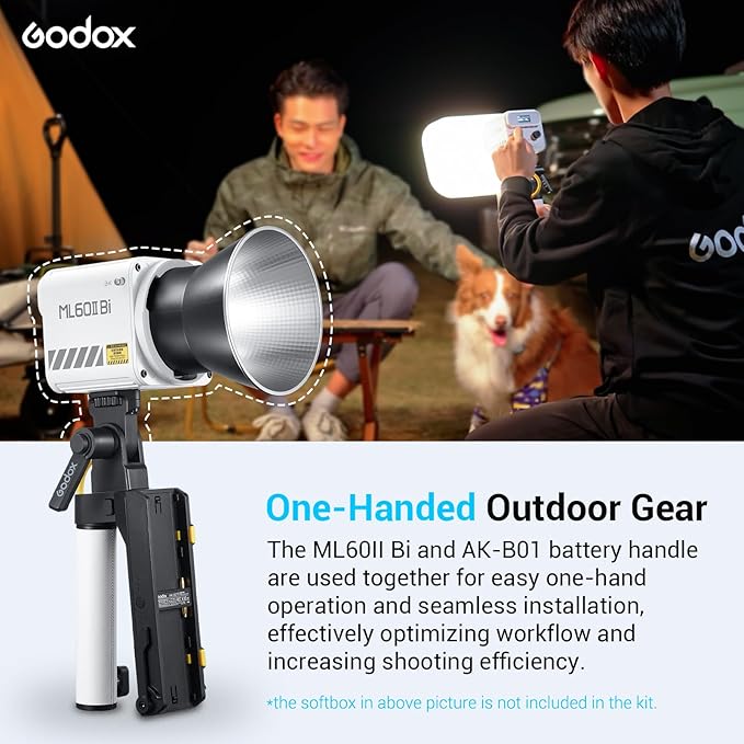 Godox ML60IIBi with Handheld Bracket, 70W Bi-Color LED Video Light, Handheld - Image 2