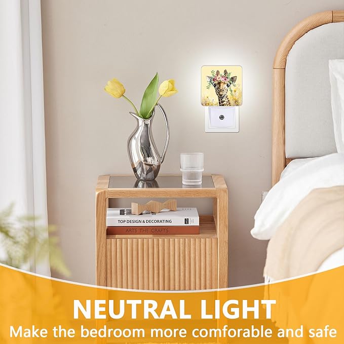 GANTINIR Giraffe Flower Night Light, Plug-into Nightlight White LED Lamp - Image 3