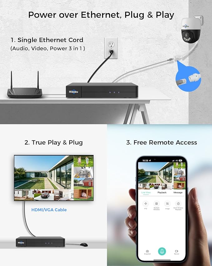 Hiseeu 4K PoE Security Camera System, Human Vehicle Detect, 2-Way Audio - Image 8