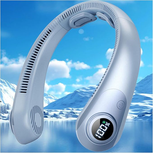 Portable Neck Fan that Blow Cold Air, LED Display, Rechargeable Hands-Free by CRISLEX