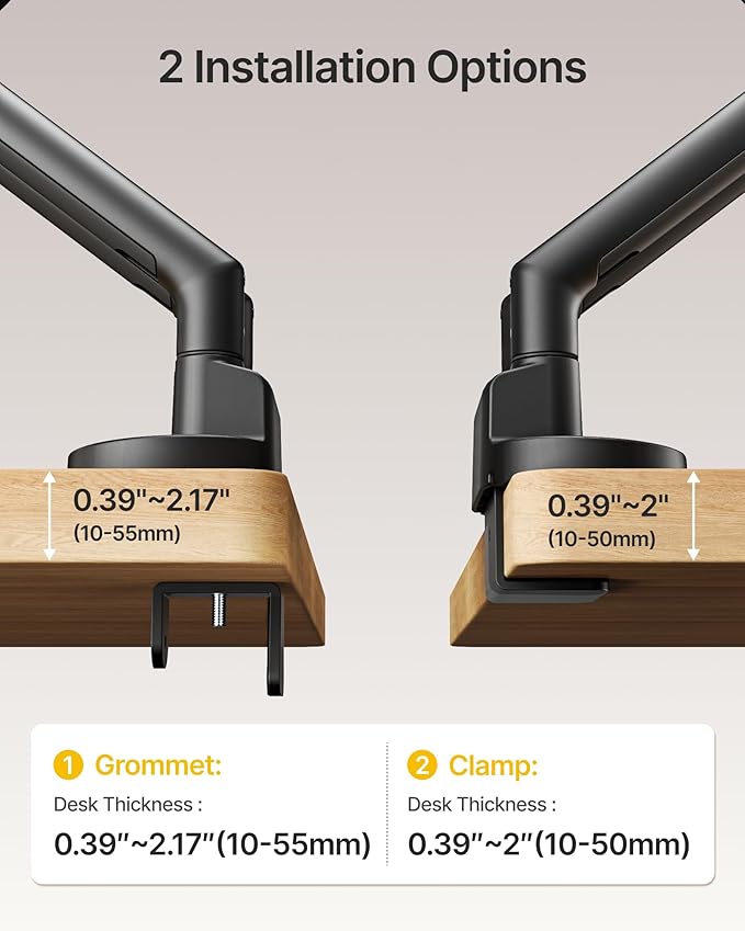 monTEK Dual Monitor Stand for 2 Screens 17 to 35 Inch, Heavy Duty Monitor Mount - Image 5