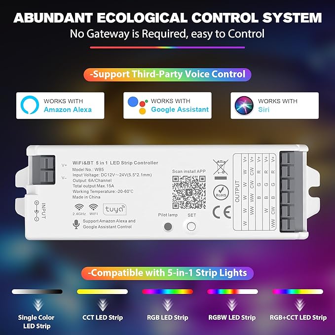 XXK WB5 WiFi PWM 12V/24V LED Controller - Image 3