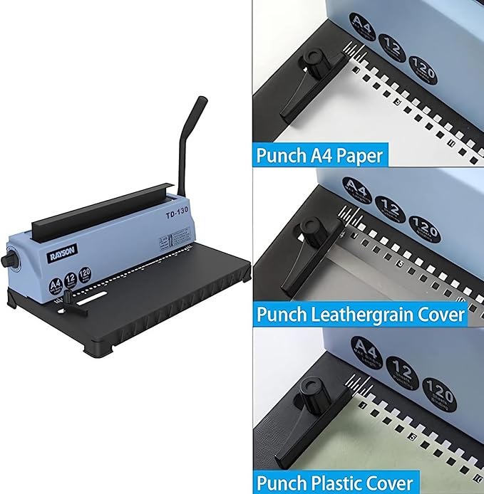 Rayson TD-130 Wire Binding Machine Punch 12 Sheets/Bind 120 Sheets - Image 4