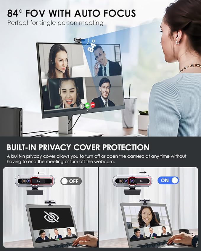 2K HD Webcam with Infrared Windows Hello Facial Recognition, Computer Camera - Image 4