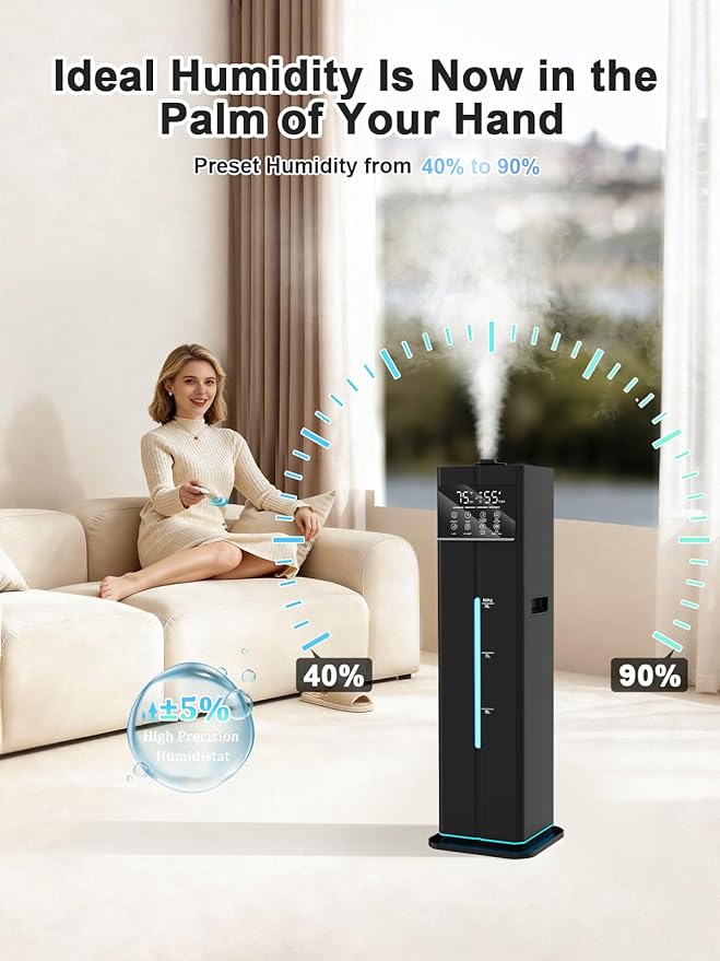 Zeova 9L/2.4Gal Smart Cool Mist Humidifier, Top Fill Quiet Humidifier Large Room - Image 8