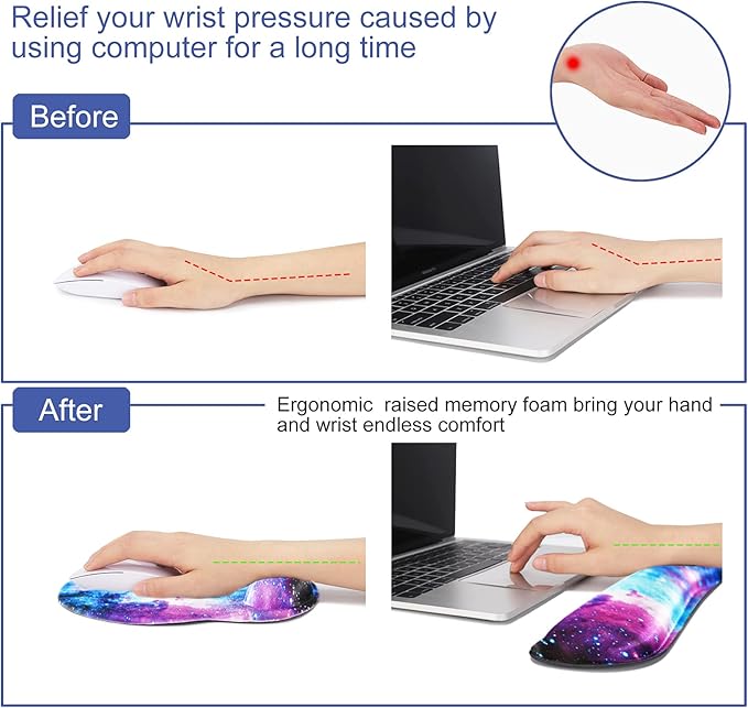 Mouse Pad Keyboard Wrist Rest, Gel Non Slip Rubber Wrist Support Rest Mouse Pad - Image 4