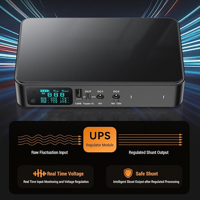 Phefop UPS Battery Backup, USB Tye C 5V DC 5V 9V 12V Output Voltage Adjustable - Image 8