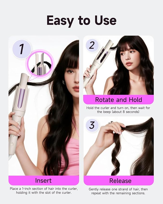 TSUYAGLA Automatic Hair Curler, 1 1/4 Inch Rotating Curling Iron - Image 4