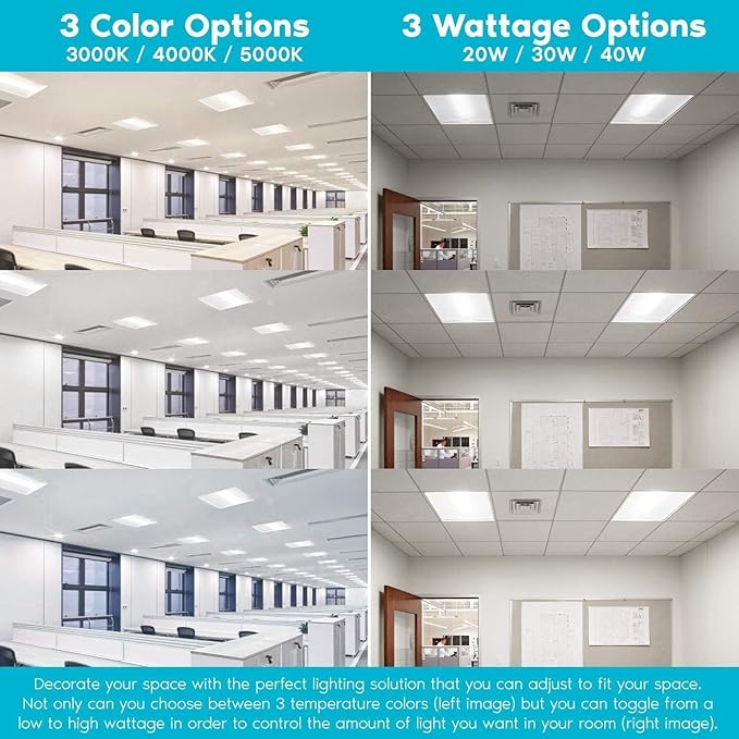 2x2 FT LED Light Flat Panel, CCT Selectable 30K | 35K | 40K | 50K | 65K - Image 3