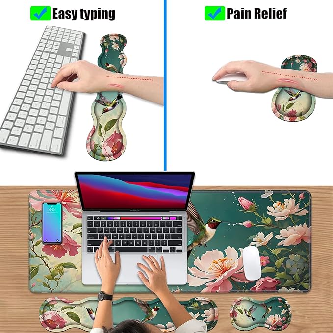 4 in 1 Ergonomic Keyboard Wrist Rest & Mouse Pad Wrist Rest Set, Large XXL - Image 6