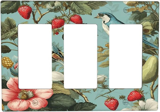 Bvtewkhz William Morris Flower 3 Gang Triple Rocker Wall Plate Cover Decorative by Unknown
