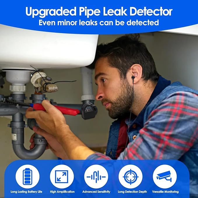 Waterleak Detector Tool Kit for Underground Pipe Water Leak Sensor Alarm for - Image 2