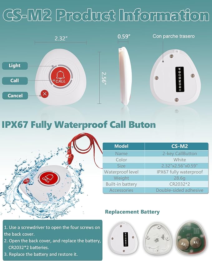 WNKRUN Wireless Caregiver Pager Nursing Calling System Elderly Alarm - Image 5