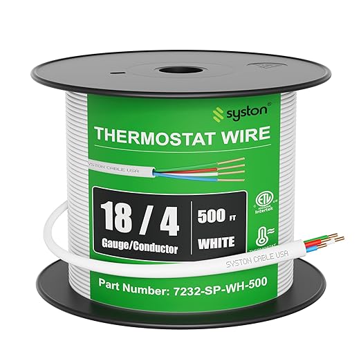 Syston 18/4 Thermostat Doorbell HVAC Heating Control Cable Wire, 18 AWG 4 by SystonCableTechnology