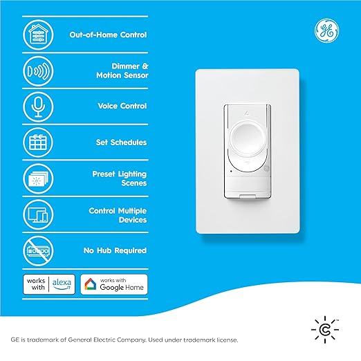 GE CYNC Smart Dimmer Light Switch & Motion Sensor, No Neutral Wire Required - Image 2