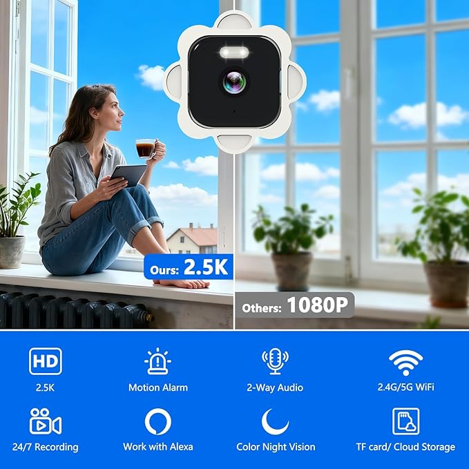 2.5K Window Camera, 5GHz & 2.4GHz Window Security Cameras - Image 2