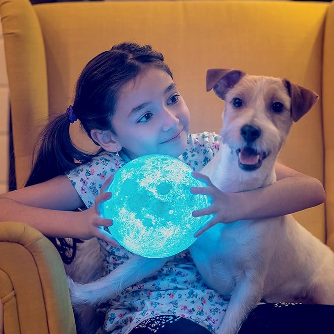 PRUGNA Moon Lamp, 1200mAh Ultra-Long Endurance Night Light, 7.1" 16 Colors LED - Image 6