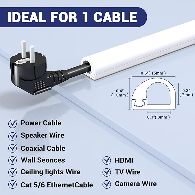 Cord Hider Wall, Wire Covers for Cords on Wall, Flexible Cable Concealer for - Image 2