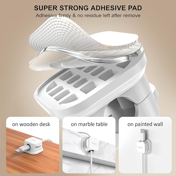 8 Pack Magnetic Cable Clip Organizer Cord Holder, Picozon Adhesive Cable - Image 6