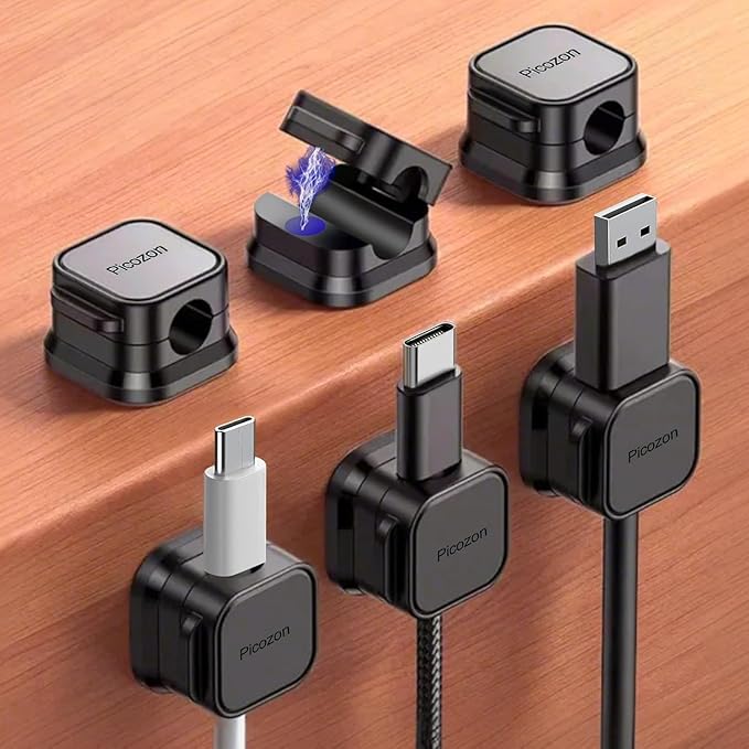 6 Pack Magnetic Cable Clip Organizer Cord Holder, Picozon Adhesive Cable by Picozon