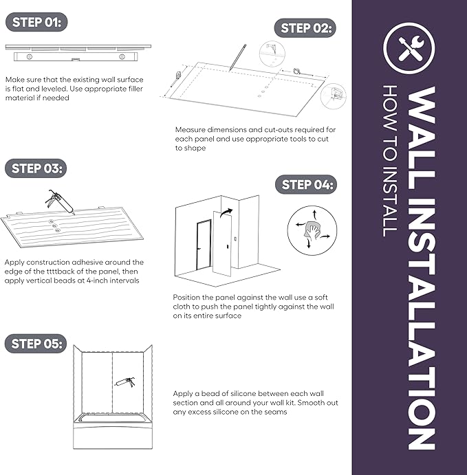 White Acrylic Shower Wall Surround 36"x 60"x 80" - Image 7