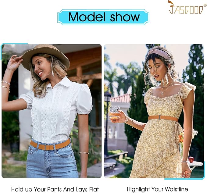 JASGOOD Women No Show Stretch Belt Elastic Web Strap Belt - Image 6
