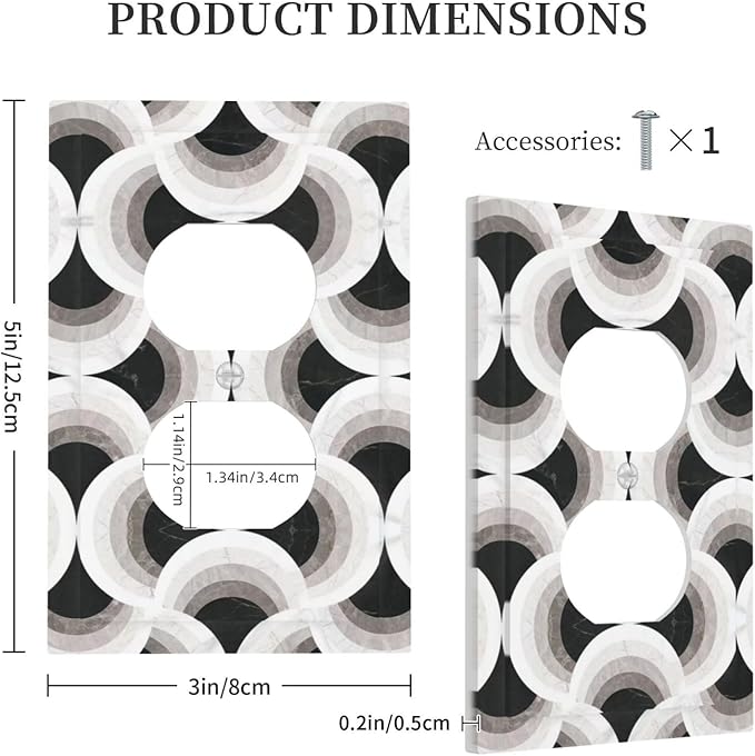 Bvtewkhz Black/White Art Marble Duplex Outlet Decorative Light Switch Covers - Image 4