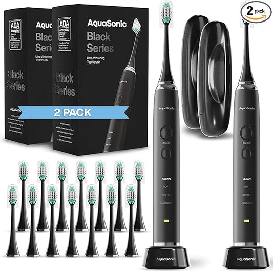 Aquasonic Black Series Ultra Whitening Toothbrush – ADA Accepted Electric by Aquasonic
