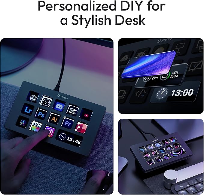 ULANZI D200H 7-in-1 Deck U-Studio Stream Controller Shortcut Keyboard, LCD - Image 5