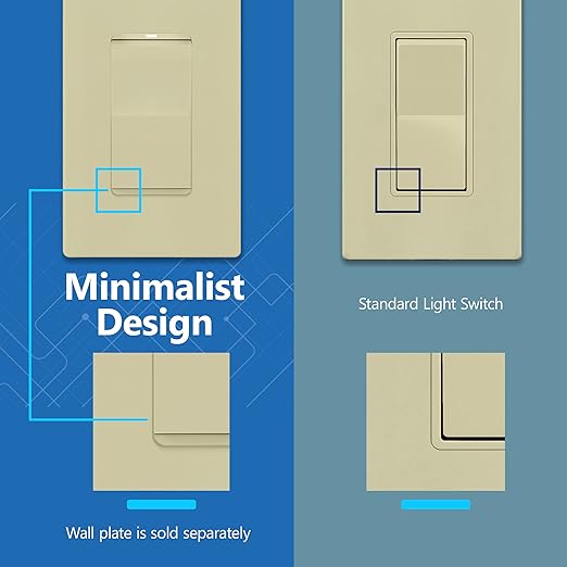LIDER Minimalist Design Matte Finish Lighted Decorator Switch, Frameless Paddle - Image 4