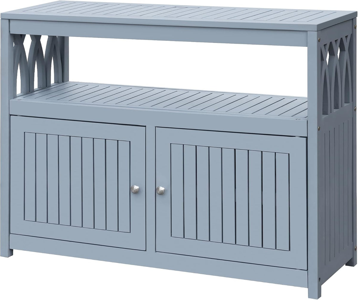 greesum 2-tier outdoor storage cabinet in acacia wood, main product view