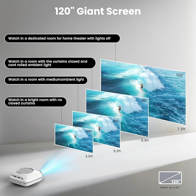 HOMPOW Mini Projector with Two -Way Bluetooth, Portable Projector - Image 6