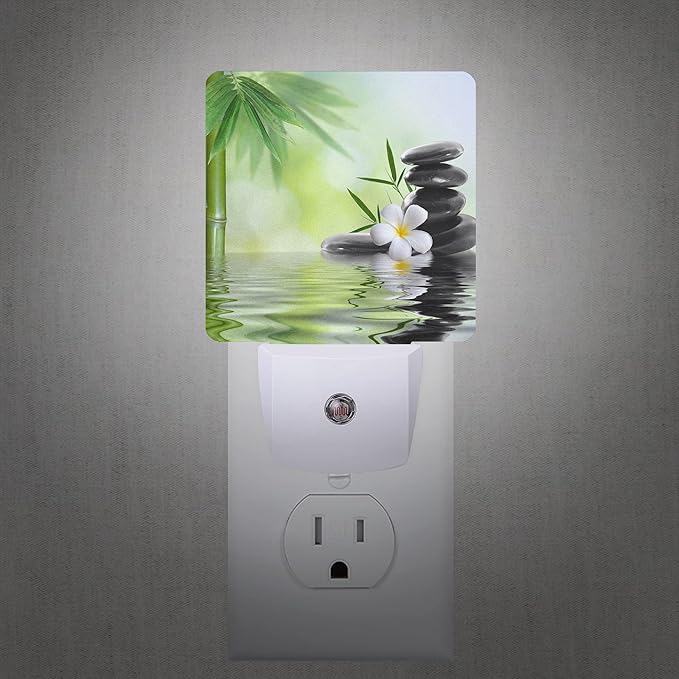 Smoaffly Zen Stones Bamboo Tree Jasmine Flower Spa Night Light Plug-in LED - Image 2