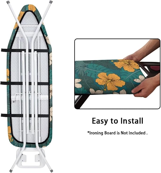 ZCFYGDX Hawaiian Flower Leaf Print Ironing Board Cover 2 Extra Large, Elastic - Image 4