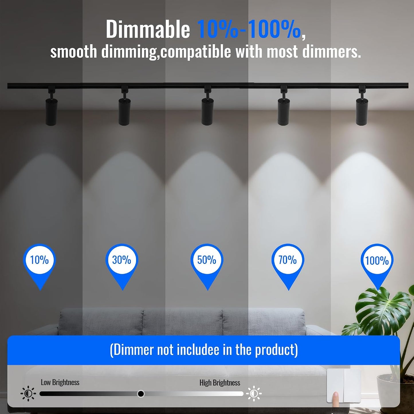 H Type Track Lighting Heads 20W LED Track Light Heads,Black(4 Pack | Zoomable15°-60°,5CCT/2700K-5000K,Dimmable, For Kitchen, Living Room, Bedroom, Dining Room, Shop, Art, Exhibition