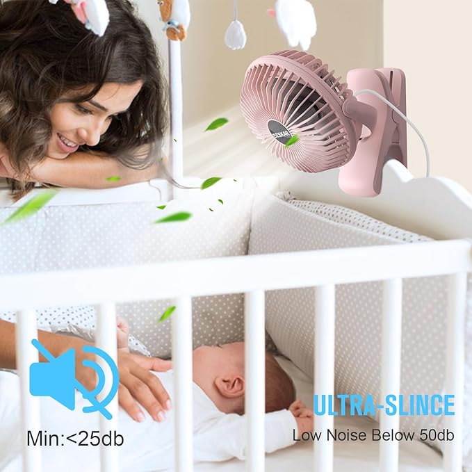 BESKAR Small Clip on Fan, 3 Speeds USB Fans - Image 2