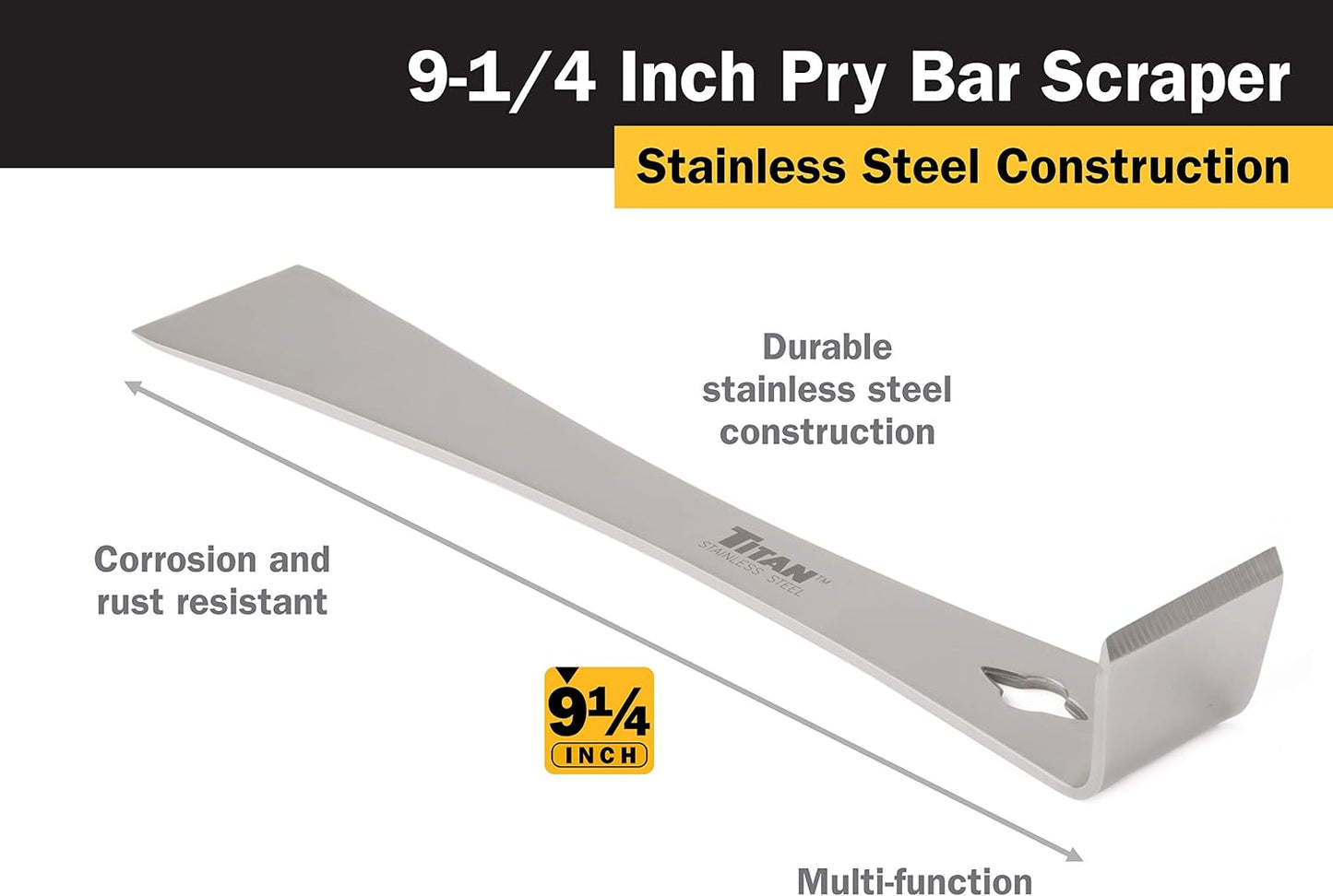 Titan 11509 9-1/4-Inch Stainless Steel Pry Bar Scraper
