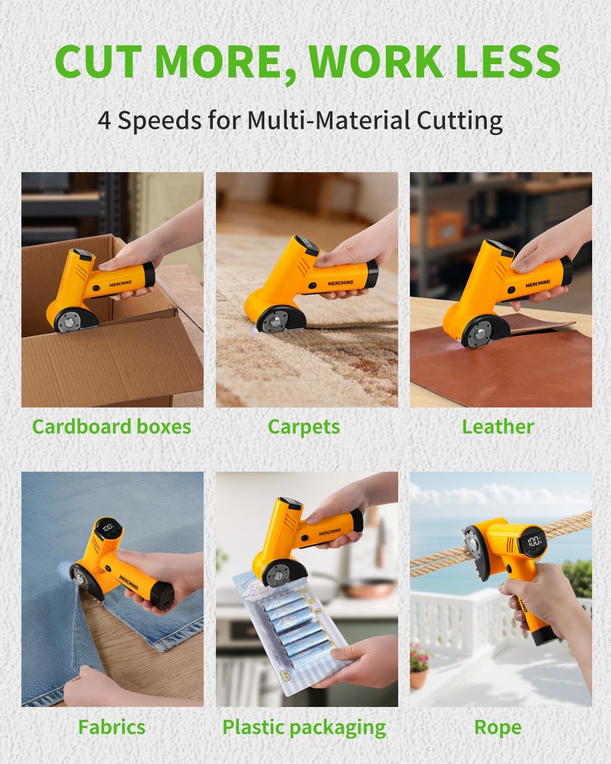 Electric Fabric/Cardboard Cutter, Precise Cut, Eases Wrist Fatigue | for Home, Warehouse And Diy, Ideal for Seniors, Women, Tailors and Crafters Cut Fabric, Leather, Box and Packaging- Yellow
